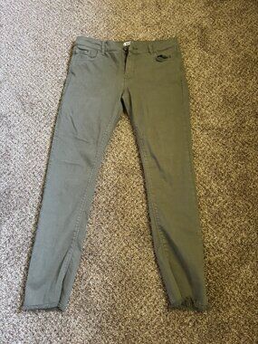Kate by L'Altramoda Olive Green Skinny Jeans Size M Raw Hem Made in Italy